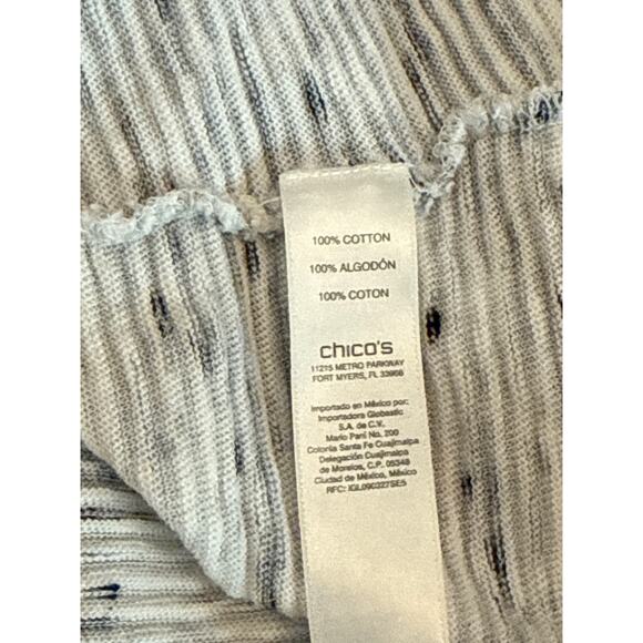 Weekends by Chicos 100% Cotton Cowl Neck Pullover Grey & White Size 1 (M) - Picture 4 of 4